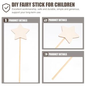 STOBOK Princess Fairy Wand Stick: 8PCS Unfinished Wooden DIY Crafts Star Magical Wand for Girls Art Show Cosplay Costume Party