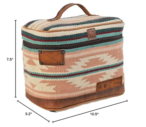 STS Ranchwear Palomino Serape Train Case, Durable Compact Travel Zipper Handbag with Leather Accents