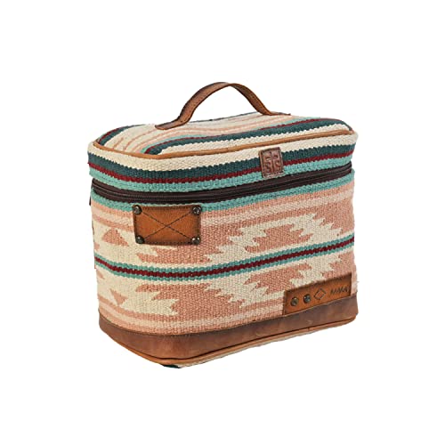 STS Ranchwear Palomino Serape Train Case, Durable Compact Travel Zipper Handbag with Leather Accents