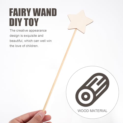 STOBOK Princess Fairy Wand Stick: 8PCS Unfinished Wooden DIY Crafts Star Magical Wand for Girls Art Show Cosplay Costume Party