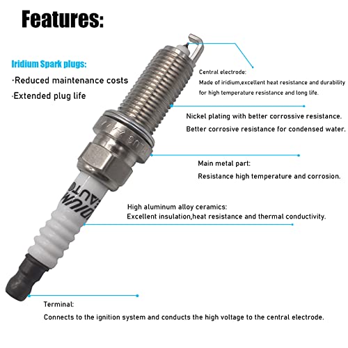 OYEAUTO Iridium Spark Plug Ignition Coil Pack Set of 6 UF242 30520-P8E-A01 Compatible with Honda Odyssey Accord Acura TL CL 3.0L 3.5L 3.7L V6