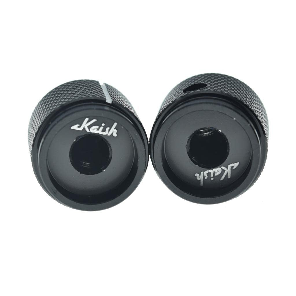 KAISH 2pcs 51/64"(20mm) Diam. Aluminium Potentiometer Knobs 1/4" Universal Metal Pot Control Knobs for Guitar/Bass/AMPS Amplifier/Preamps/Efffect Pedal/Audio Equipments Black with Indicator Line