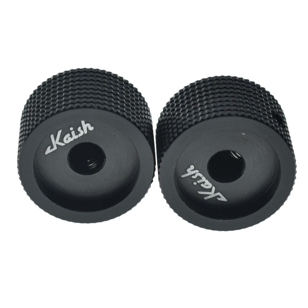 KAISH 2pcs 63/64"(25mm) Diam. Aluminium Potentiometer Knobs 1/4" Universal Metal Pot Knobs with Indicator and Set Screw for Guitar/Bass/AMP Amplifier/Power Amplifier/Preamps/Audio Equipments Black