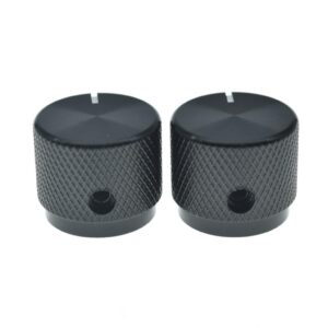 KAISH 2pcs 51/64"(20mm) Diam. Aluminium Potentiometer Knobs 1/4" Universal Metal Pot Control Knobs for Guitar/Bass/AMPS Amplifier/Preamps/Efffect Pedal/Audio Equipments Black with Indicator Line