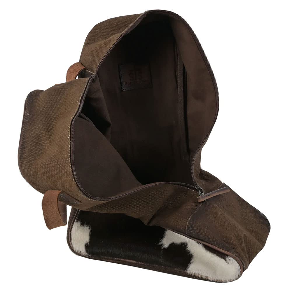 STS RANCHWEAR Cowhide Western Durable Versatile Leather Soft Zippered Boot Bag with Dual Handles and Pockets