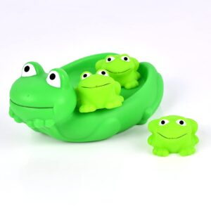 LIANXIN Baby Bath Toys, Rubber Frog Bath Toys for Toddlers 1-3, Floating Bathtub Toy for Infant Kids Age 2-4, Bath Toys Gift for Pool, Family Bath Set of 4