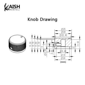 KAISH 2-Pack 63/64"(25mm) Diam. Aluminium Potentiometer Knobs 1/4" Universal Metal Pot Knobs with Indicator and Set Screw for Guitar/Bass/AMP Amplifier/Power Amplifier/Preamps/Audio Equipments Gold