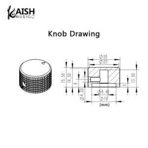 KAISH 2pcs 63/64"(25mm) Diam. Aluminium Potentiometer Knobs 1/4" Universal Metal Pot Knobs with Indicator and Set Screw for Guitar/Bass/AMP Amplifier/Power Amplifier/Preamps/Audio Equipments Black