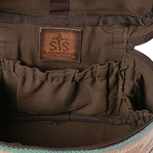 STS Ranchwear Palomino Serape Train Case, Durable Compact Travel Zipper Handbag with Leather Accents