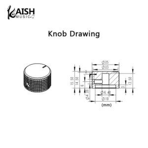 KAISH 2-Pack 63/64"(25mm) Diam. Black Aluminium Potentiometer Knobs 1/4" Universal Metal Pot Knobs w/Indicator & Polished Edge for Guitar/Bass/AMPS Amplifier/Power Amplifier/Preamps/Audio Equipments