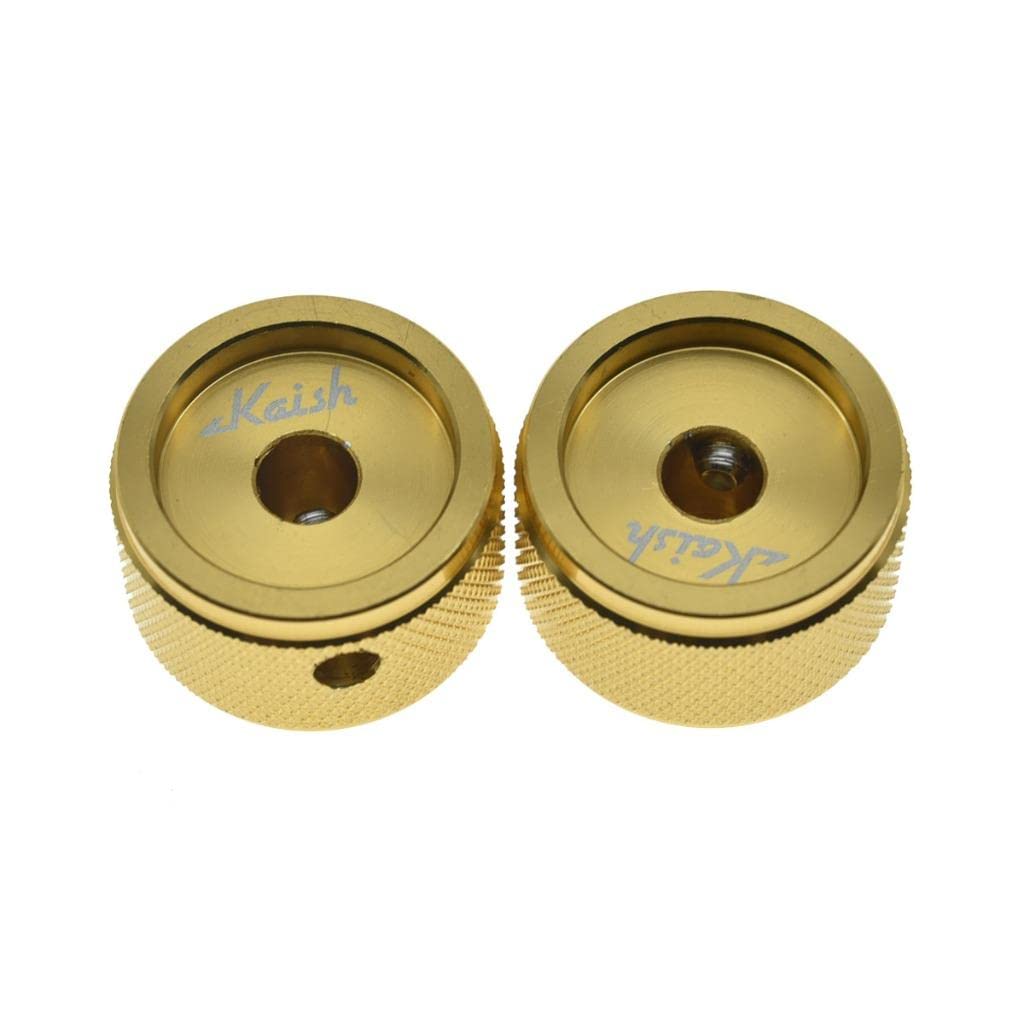 KAISH 2-Pack 63/64"(25mm) Diam. Aluminium Potentiometer Knobs 1/4" Universal Metal Pot Knobs with Indicator and Set Screw for Guitar/Bass/AMP Amplifier/Power Amplifier/Preamps/Audio Equipments Gold