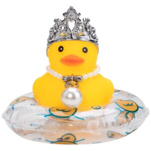 wonuu car duck rubber duck car ornaments duck car dashboard decorations with mini crown and necklace, c-male crown