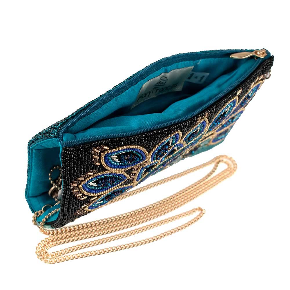 Mary Frances Peacock Pride Beaded Crossbody Phone Bag, Multi