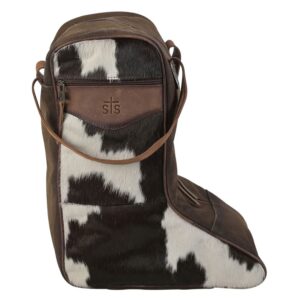 sts ranchwear cowhide western durable versatile leather soft zippered boot bag with dual handles and pockets