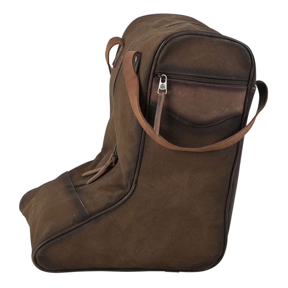 STS RANCHWEAR Cowhide Western Durable Versatile Leather Soft Zippered Boot Bag with Dual Handles and Pockets