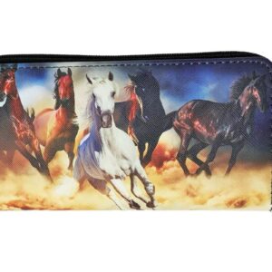 5 Horses Running Printed Zipper Wallet