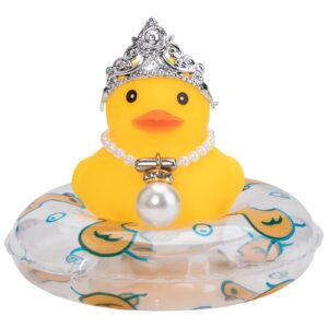 wonuu Car Duck Rubber Duck Car Ornaments Duck Car Dashboard Decorations with Mini Crown and Necklace, C-Female Crown