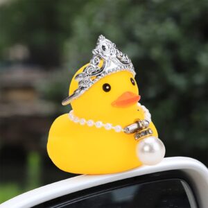 wonuu Car Duck Rubber Duck Car Ornaments Duck Car Dashboard Decorations with Mini Crown and Necklace, C-Female Crown