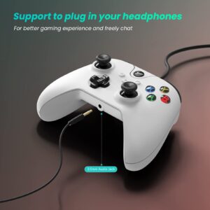 YCCSKY Wired PC Controller for Gaming, Controller for Windows 7/8/10/11 with 3.5mm Headphone Plug, Turbo Function, Dual Vibration and Share Button (Pure White)