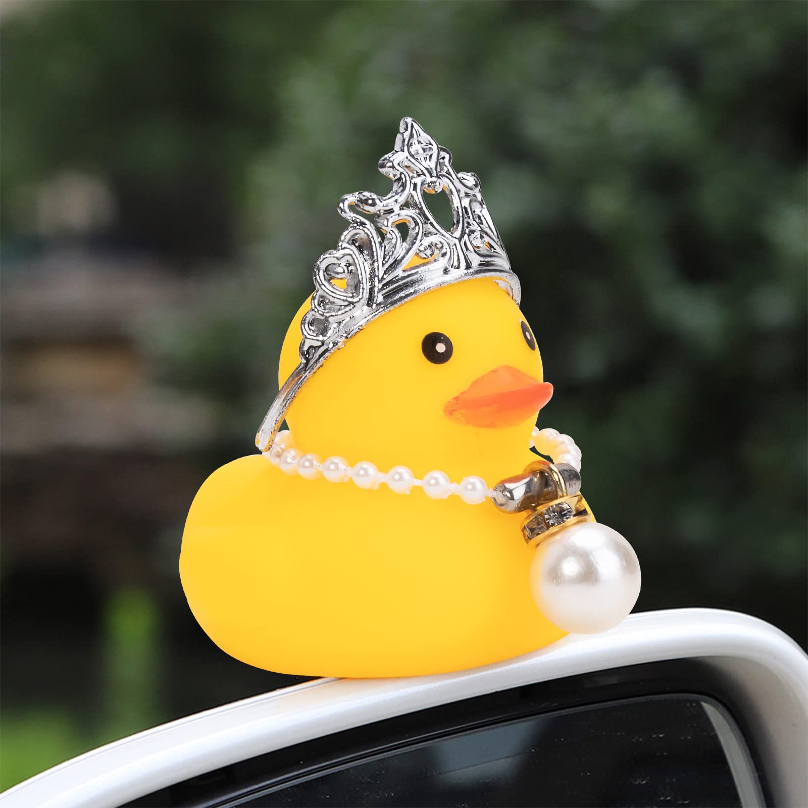 wonuu Car Duck Rubber Duck Car Ornaments Duck Car Dashboard Decorations with Mini Crown and Necklace, C-Male Crown