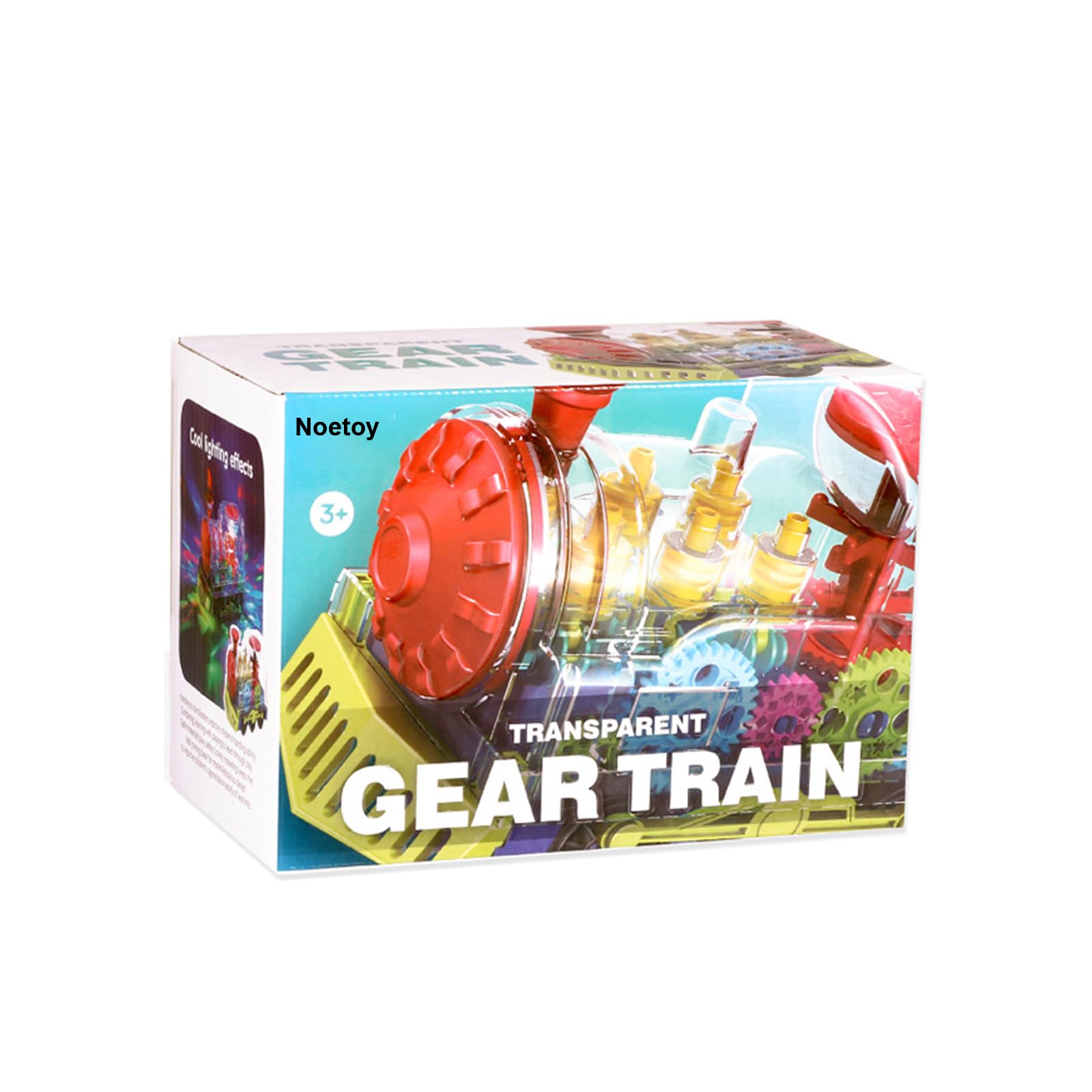 Light Up Transparent Train Toys,Interactive Autism Sensory Toys with Colorful Moving Gears, Music,and LED Effects,Fun Educational Toy for Boys Girls