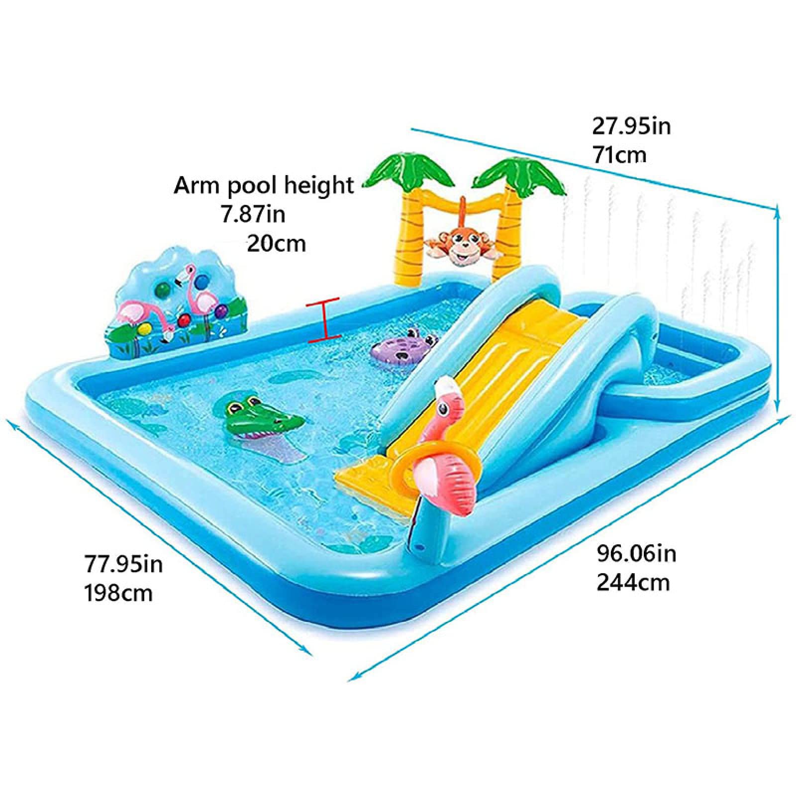 Inflatable Water Play Center Water Pool Slide Activity Center for Outdoor Swimming Pool Inflatable Swimming Pool for 2-6 Years Old