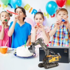 DDAI Remote Control Excavator Toys for Boys 8-12 Kids Best Gift Ideas for Age 3 4 5 6 7 8 9 10+ Year Old Boy Rechargeable RC Construction Excavators Digger Vehicles Engineering Toys with Metal Shovel