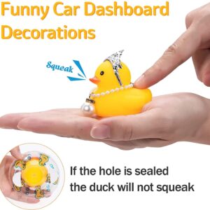 wonuu Car Duck Rubber Duck Car Ornaments Duck Car Dashboard Decorations with Mini Crown and Necklace, C-Male Crown