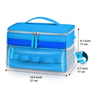 KENOBEE Travel Bag for Toniebox and Yoto Player, Large Capacity Audio Player Carry Case, with Transparent Bag for Tonies Figures, Mesh Pocket for Player Cards and Creative Tonies Characters, Blue