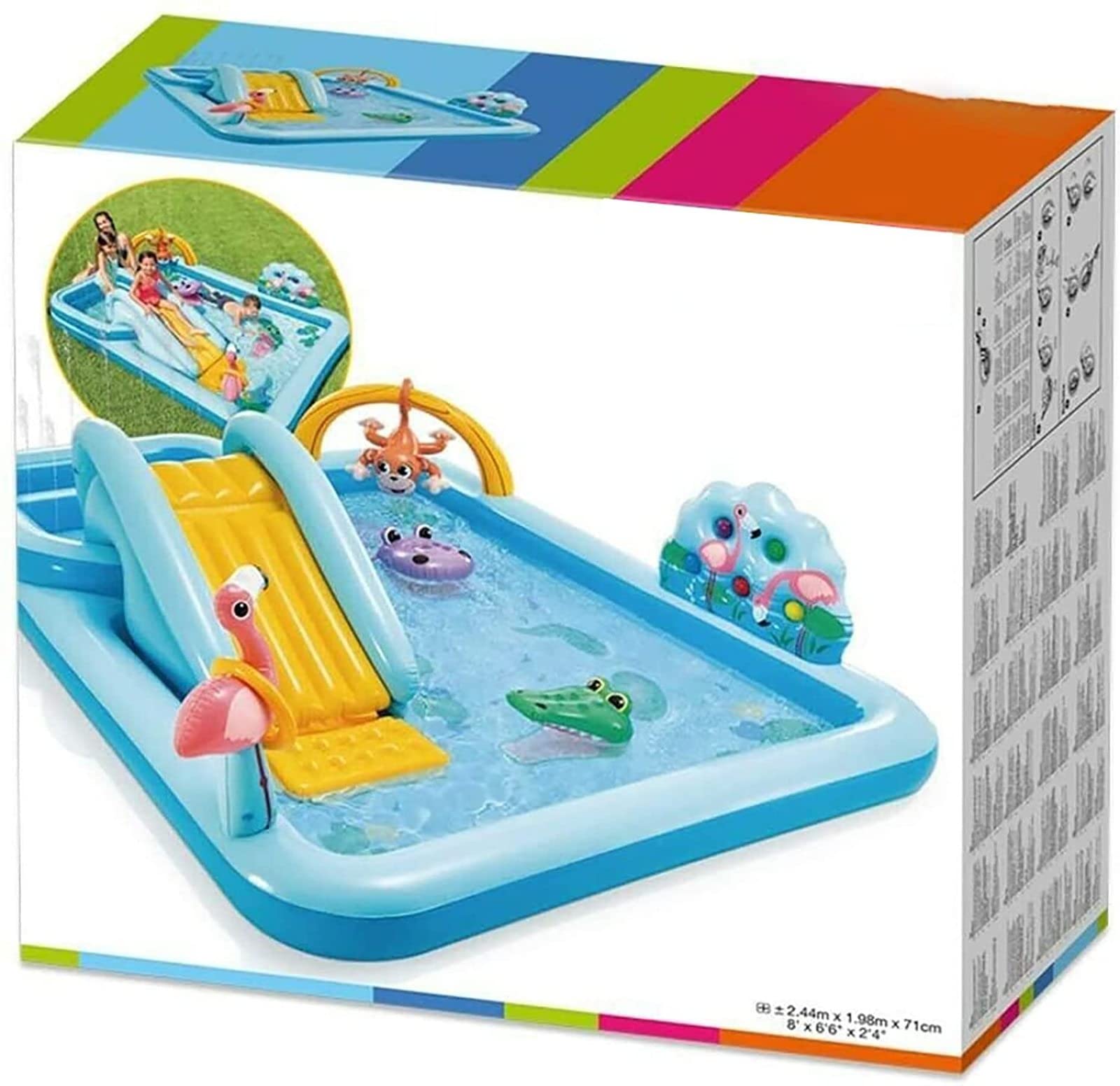 Inflatable Water Play Center Water Pool Slide Activity Center for Outdoor Swimming Pool Inflatable Swimming Pool for 2-6 Years Old