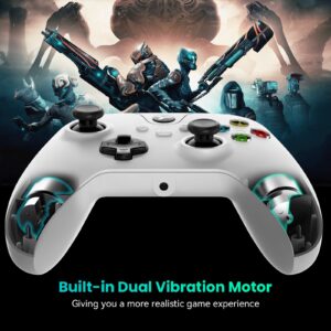 YCCSKY Wired PC Controller for Gaming, Controller for Windows 7/8/10/11 with 3.5mm Headphone Plug, Turbo Function, Dual Vibration and Share Button (Pure White)