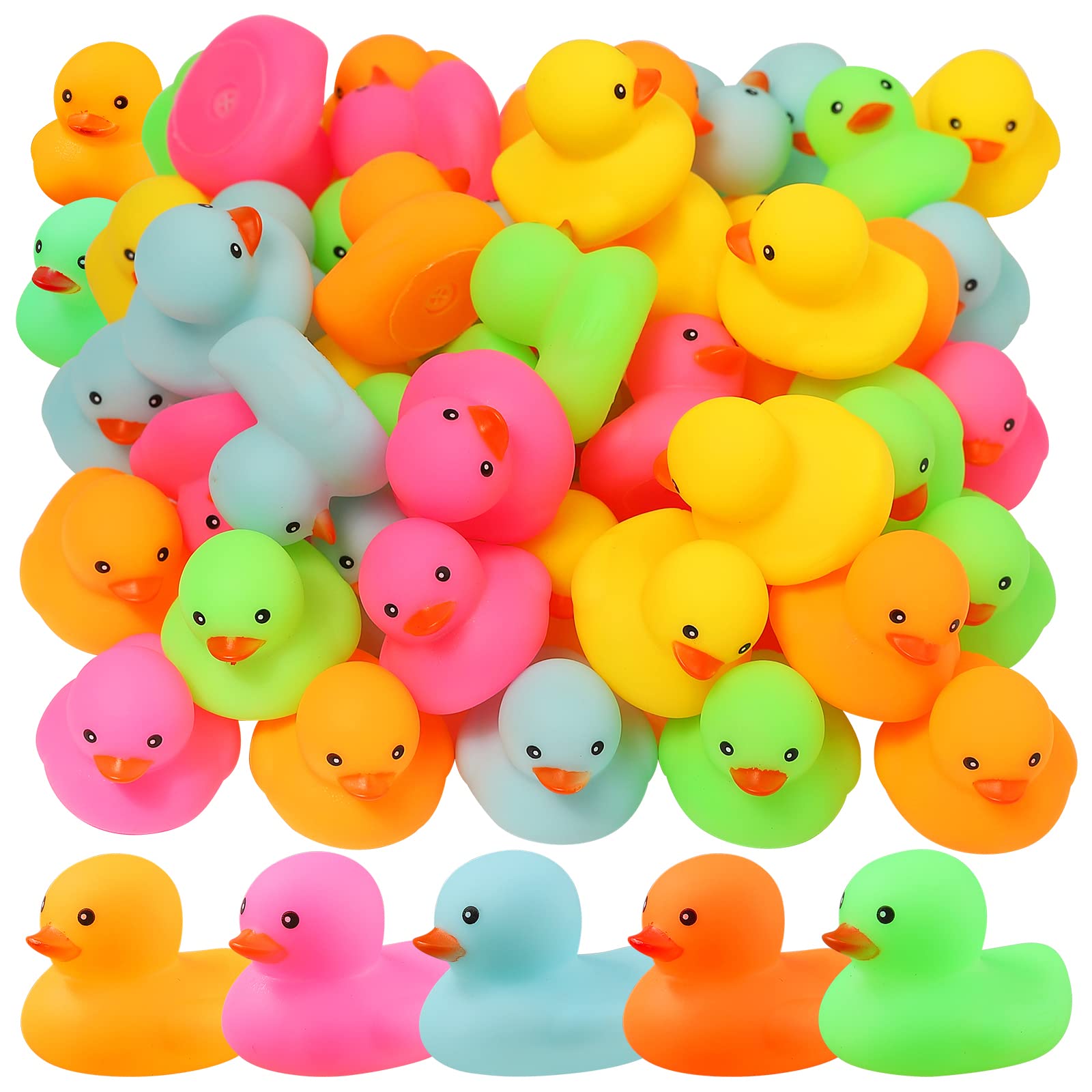 50 Pack Multicolor Mini Rubber Duck Bath Toy Colored Little Ducks