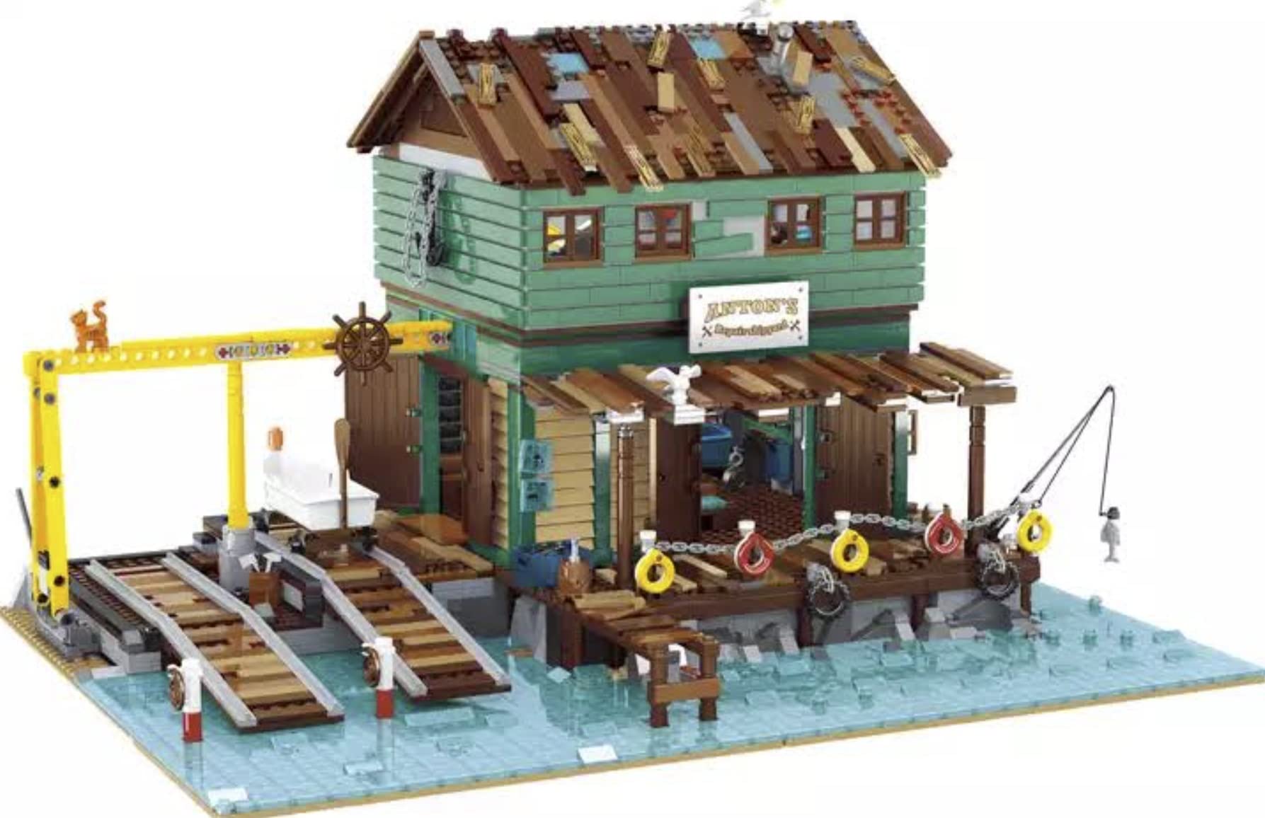 General Jim's Ship Repair Yard Fisherman's Harbor Town Series Street View Architecture 3281 Piece Detailed City Modular Building Block Bricks Model or Playset for Teens and Adults