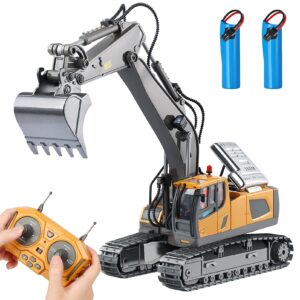 ddai remote control excavator toys for boys 8-12 kids best gift ideas for age 3 4 5 6 7 8 9 10+ year old boy rechargeable rc construction excavators digger vehicles engineering toys with metal shovel