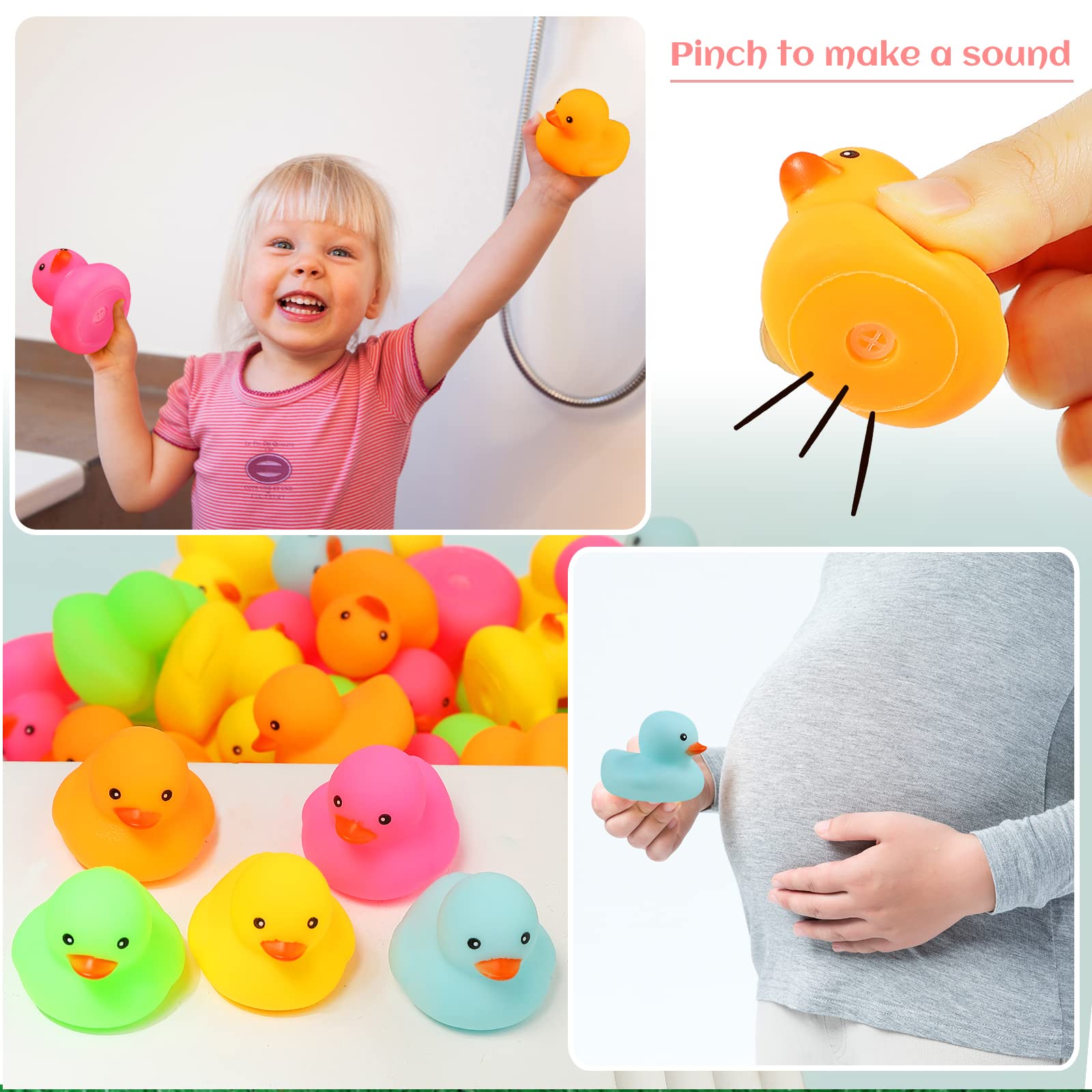 50 Pack Multicolor Mini Rubber Duck Bath Toy Colored Little Ducks