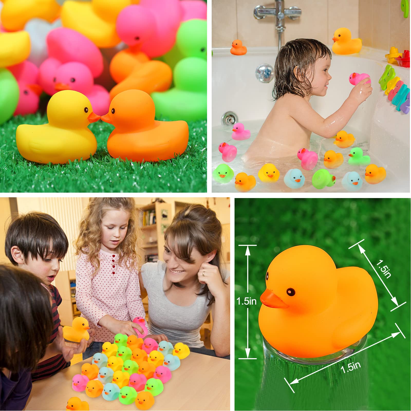 50 Pack Multicolor Mini Rubber Duck Bath Toy Colored Little Ducks