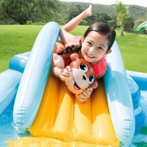 Inflatable Water Play Center Water Pool Slide Activity Center for Outdoor Swimming Pool Inflatable Swimming Pool for 2-6 Years Old