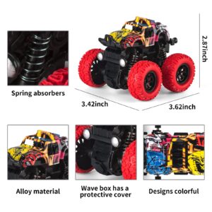 8 Pack Monster Truck Toys for Boys Girls 3 4 5 6 7 8Year Old,Inertia Car 4 Wheels Drive Durable Friction Powered Push and Go Toys Truck Playset,Christmas Birthday Gifts Party Supplies for Kids