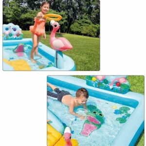 Inflatable Water Play Center Water Pool Slide Activity Center for Outdoor Swimming Pool Inflatable Swimming Pool for 2-6 Years Old