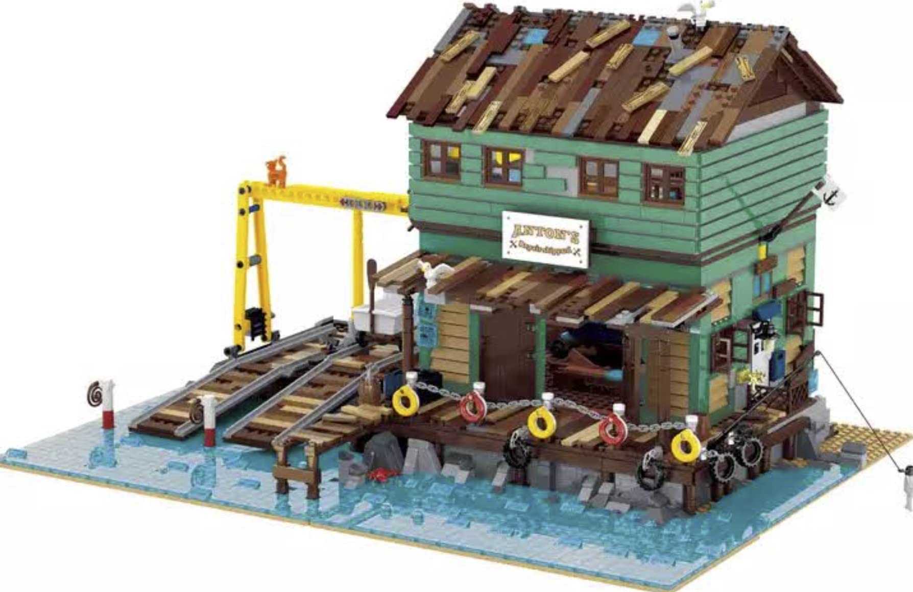 General Jim's Ship Repair Yard Fisherman's Harbor Town Series Street View Architecture 3281 Piece Detailed City Modular Building Block Bricks Model or Playset for Teens and Adults