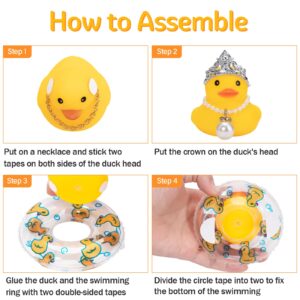 wonuu Car Duck Rubber Duck Car Ornaments Duck Car Dashboard Decorations with Mini Crown and Necklace, C-Female Crown