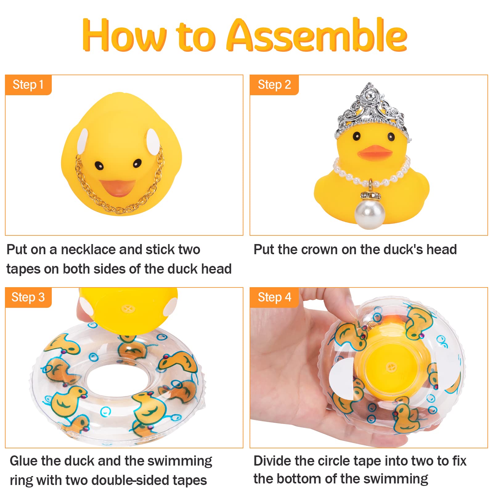 wonuu Car Duck Rubber Duck Car Ornaments Duck Car Dashboard Decorations with Mini Crown and Necklace, C-Female Crown