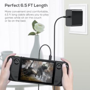 65W Fast Charger for Steam Deck OLED/Nintendo Switch//PlayStation Portal/ROG Ally/Swicth Lite, 65W/45W Charger PD Power Adapter with Foldable Plug for Steam Deck TV Dock(6.6FT USB-C Cable)