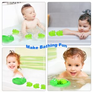 LIANXIN Baby Bath Toys, Rubber Frog Bath Toys for Toddlers 1-3, Floating Bathtub Toy for Infant Kids Age 2-4, Bath Toys Gift for Pool, Family Bath Set of 4