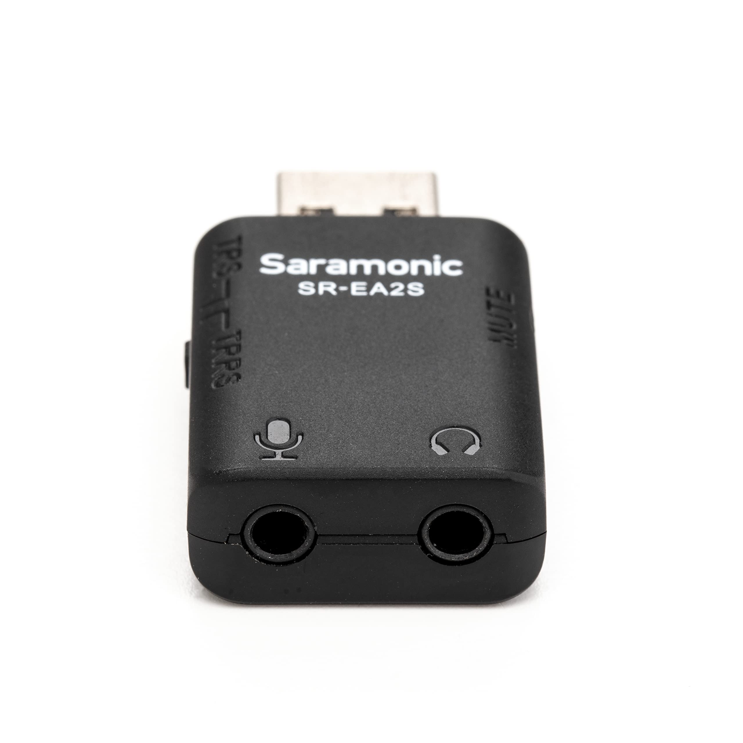 Saramonic USB Audio Interface with 3.5mm Microphone Input for TRS or TRRS Mics, 3.5mm Headphone Out and Mute Button for Computers and More (SR-EA2S)