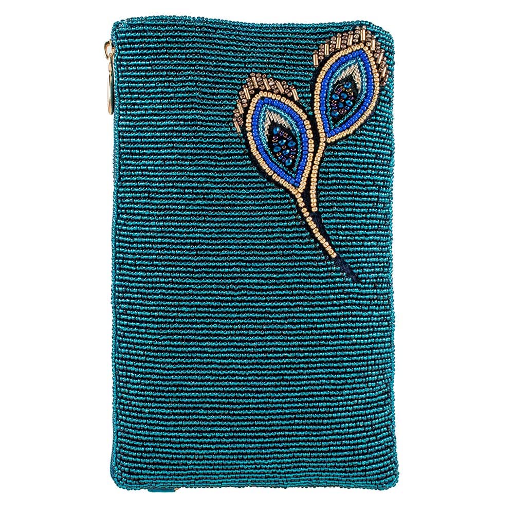 Mary Frances Peacock Pride Beaded Crossbody Phone Bag, Multi