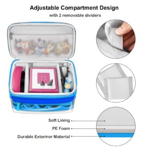 KENOBEE Travel Bag for Toniebox and Yoto Player, Large Capacity Audio Player Carry Case, with Transparent Bag for Tonies Figures, Mesh Pocket for Player Cards and Creative Tonies Characters, Blue