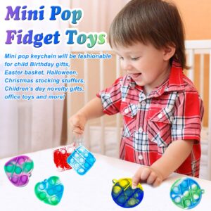 100 Pack Min Pop Keychain, Bubble Pop Fidget Sensory Toys for Kids, Anti-Anxiety Stress Relief for Adults, Classroom Prizes, Party Favors, for Girls Boys