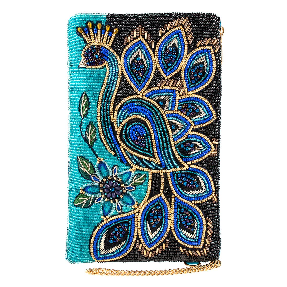 Mary Frances Peacock Pride Beaded Crossbody Phone Bag, Multi