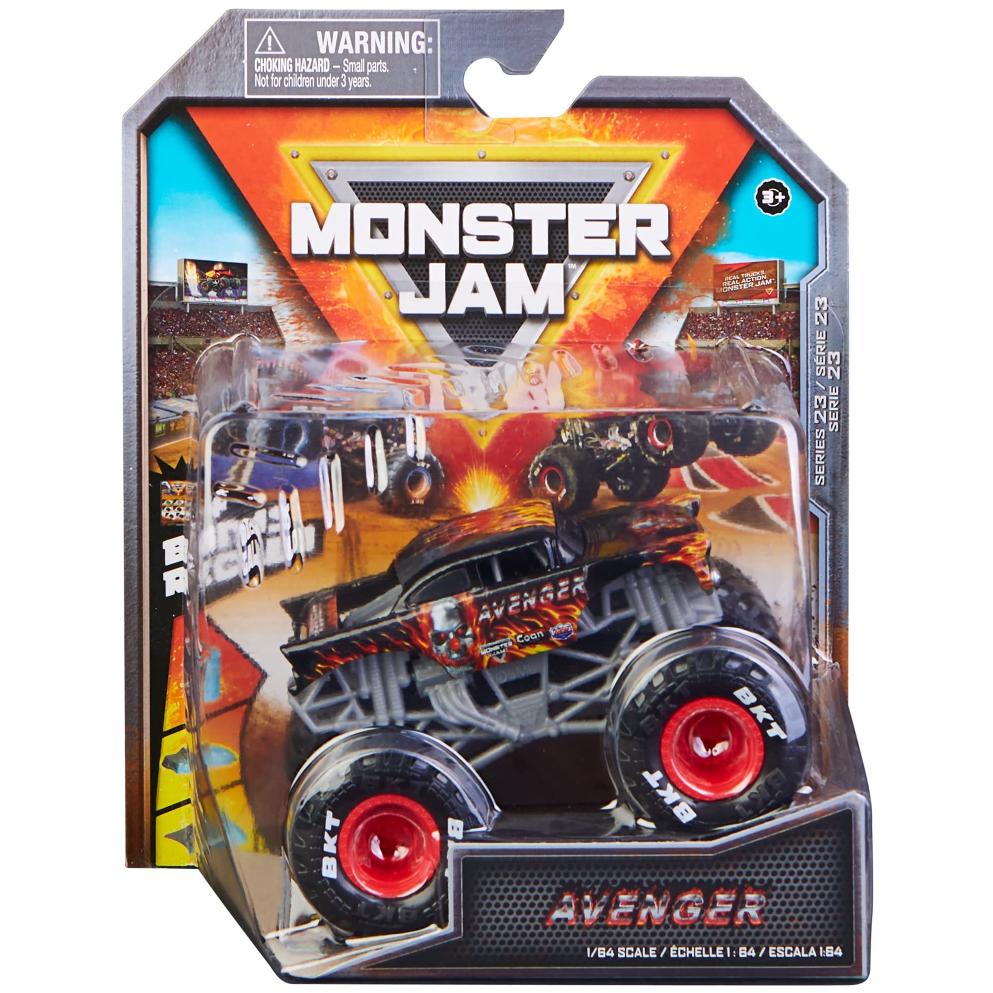 Monster Jam 2022 Spin Master 1:64 Diecast Truck with Bonus Accessory: Arena Favorites Avenger Fire